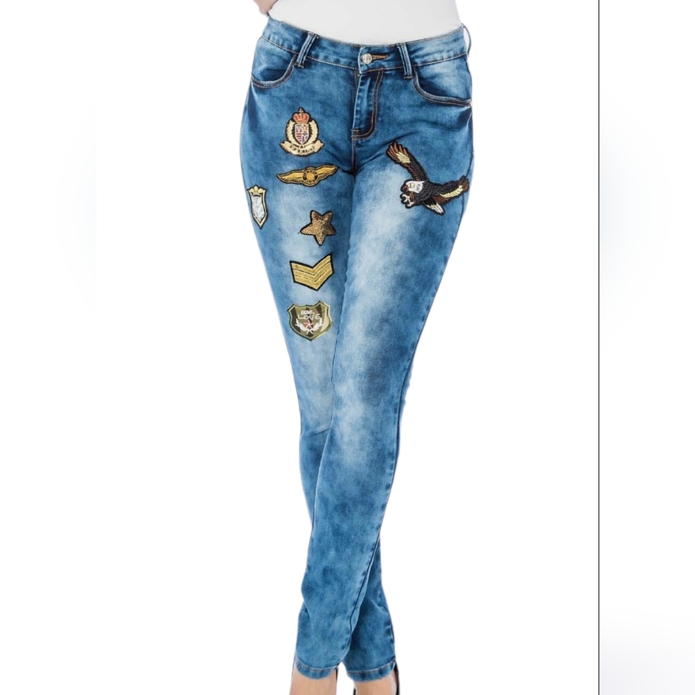 Military style patched Jeans. Junior size 7/8.